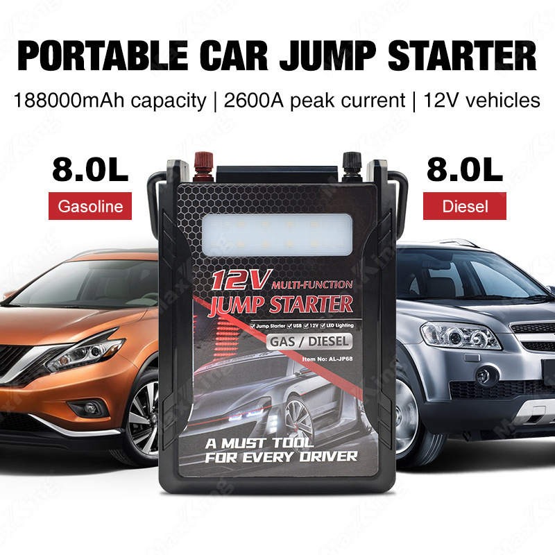 188000mAh multifunction car jump starter 12V smart power bank car emergency tools apply to 8.0L engine