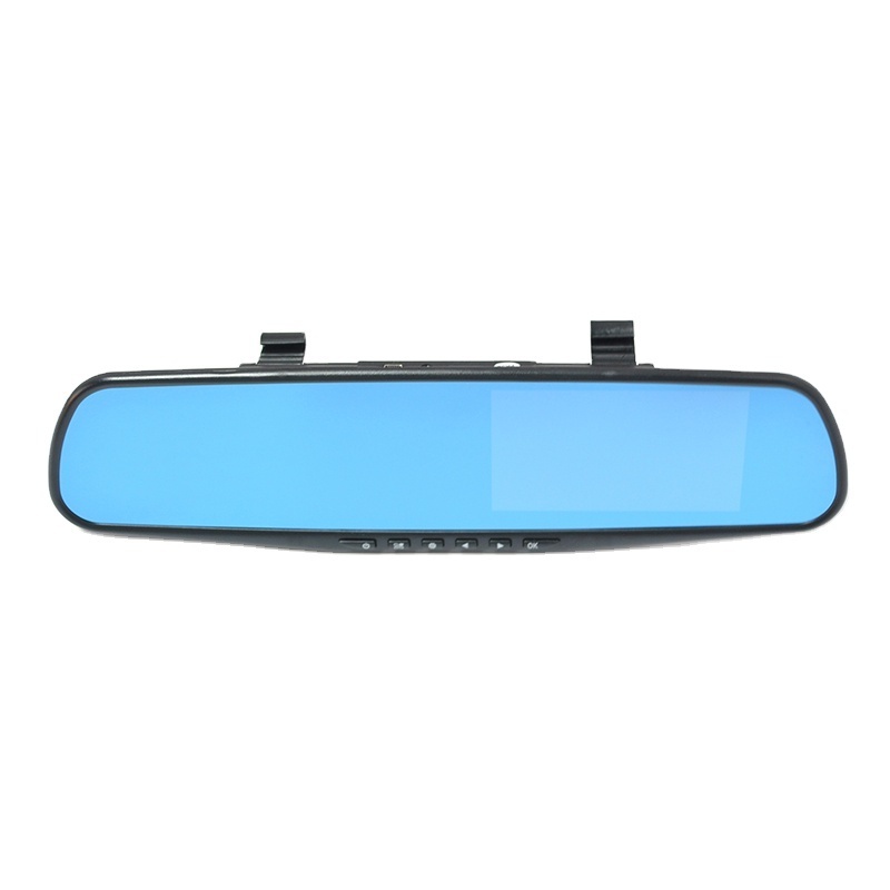 4.3-inch rearview mirror DVR car black box dash cam with dual lens and HD rear backup camera