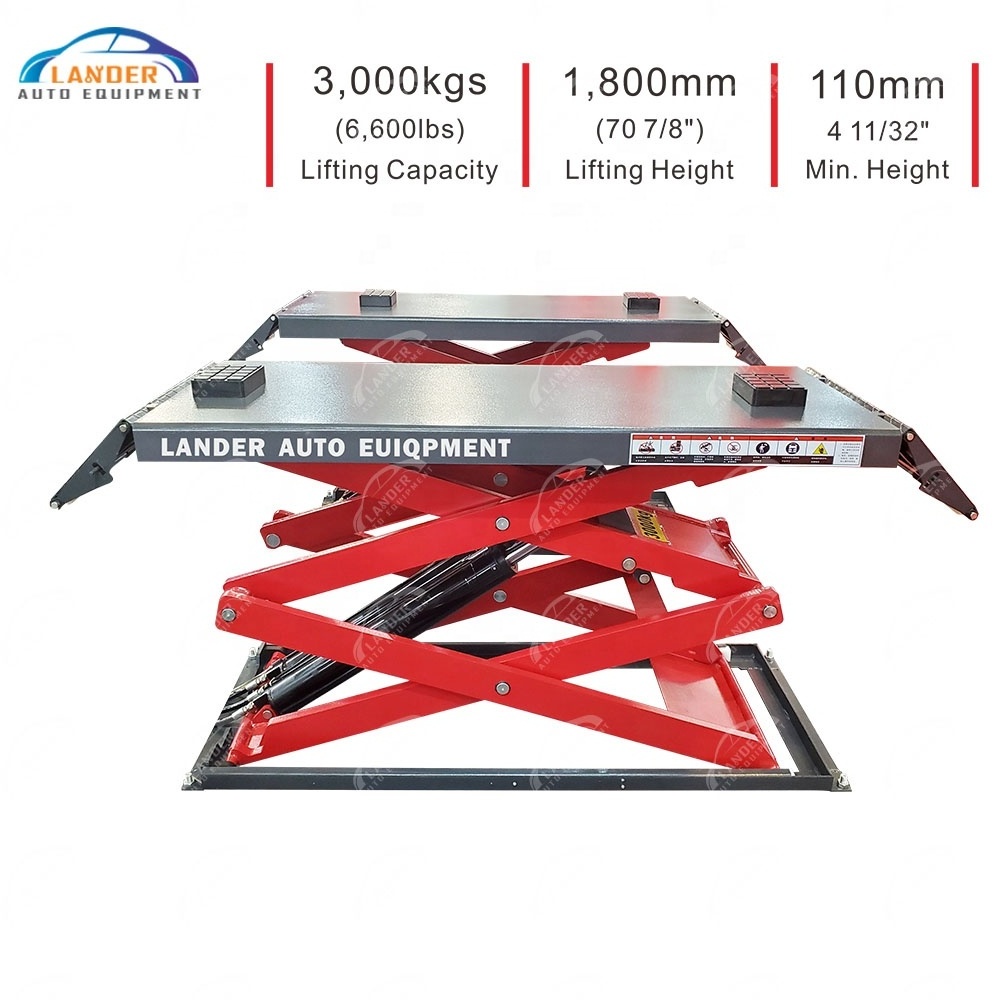 Commercial Grade 3000kgs/6600lbs On Ground Type Full Rise Scissor Lift