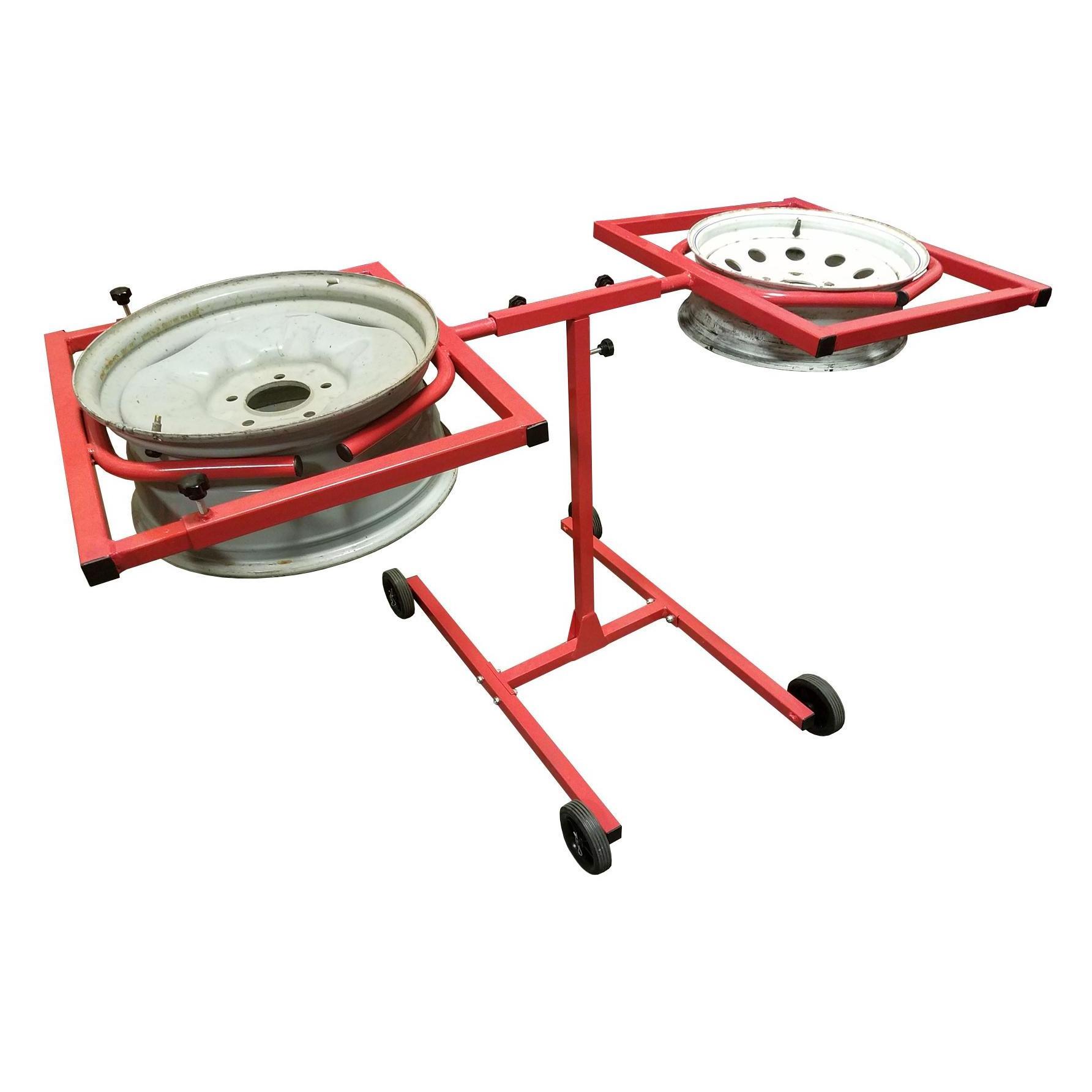 Mobile Rotating Wheel Hub Repair Stand Dual Wheel Rim Rotating Paint Stand Hub Placed Stand