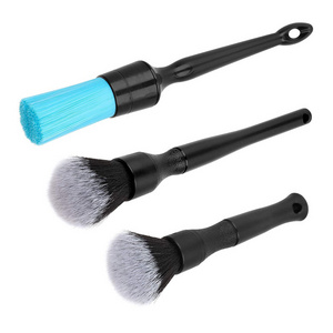 3Pcs Car Detailing Brush Set Soft Boar Hair No Scratch Microfiber Detailing Brush Kit for Cleaning Dashboard, Air Vents, Emblems