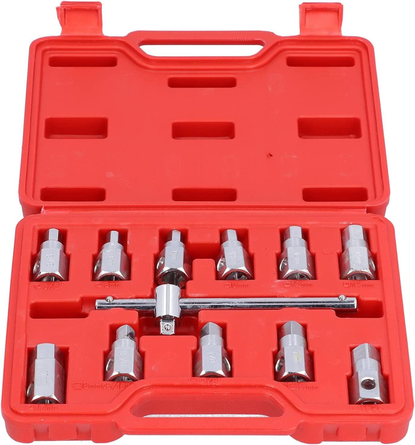 12pcs Drain Plug Socket Set Oil Drain Sump Plug Key Socket Set Removal Tool Oil Sump Spanner Engines Axles Gear Box Car Repair