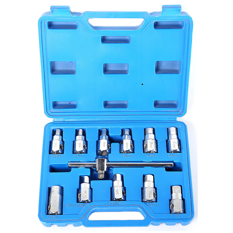 12pcs Oil Drain Sump Plug Key Socket Set Removal Tool for Engines