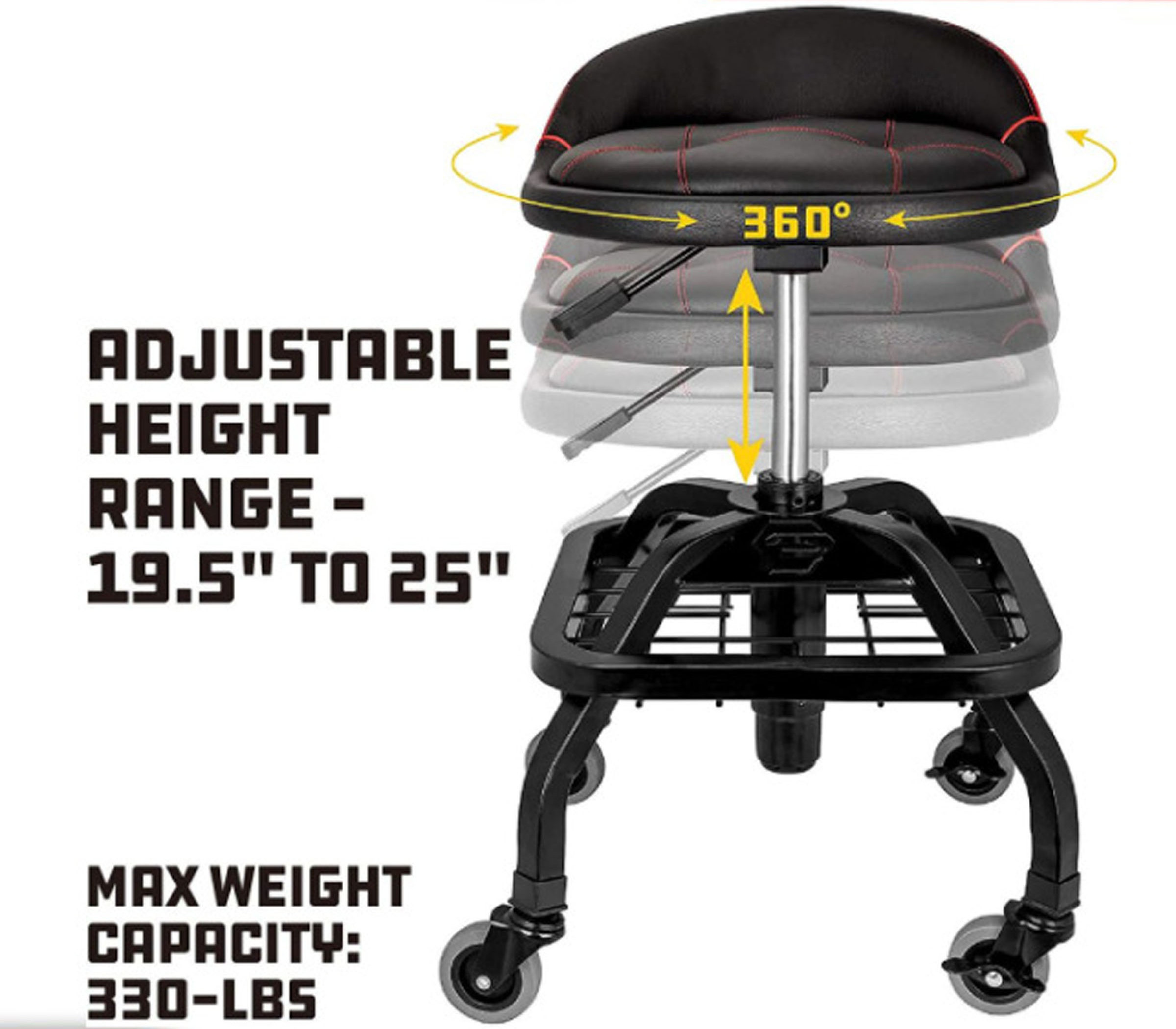 Autoerizo Factory Direct Car Repair Stool Auto Round Repair Bench With Back