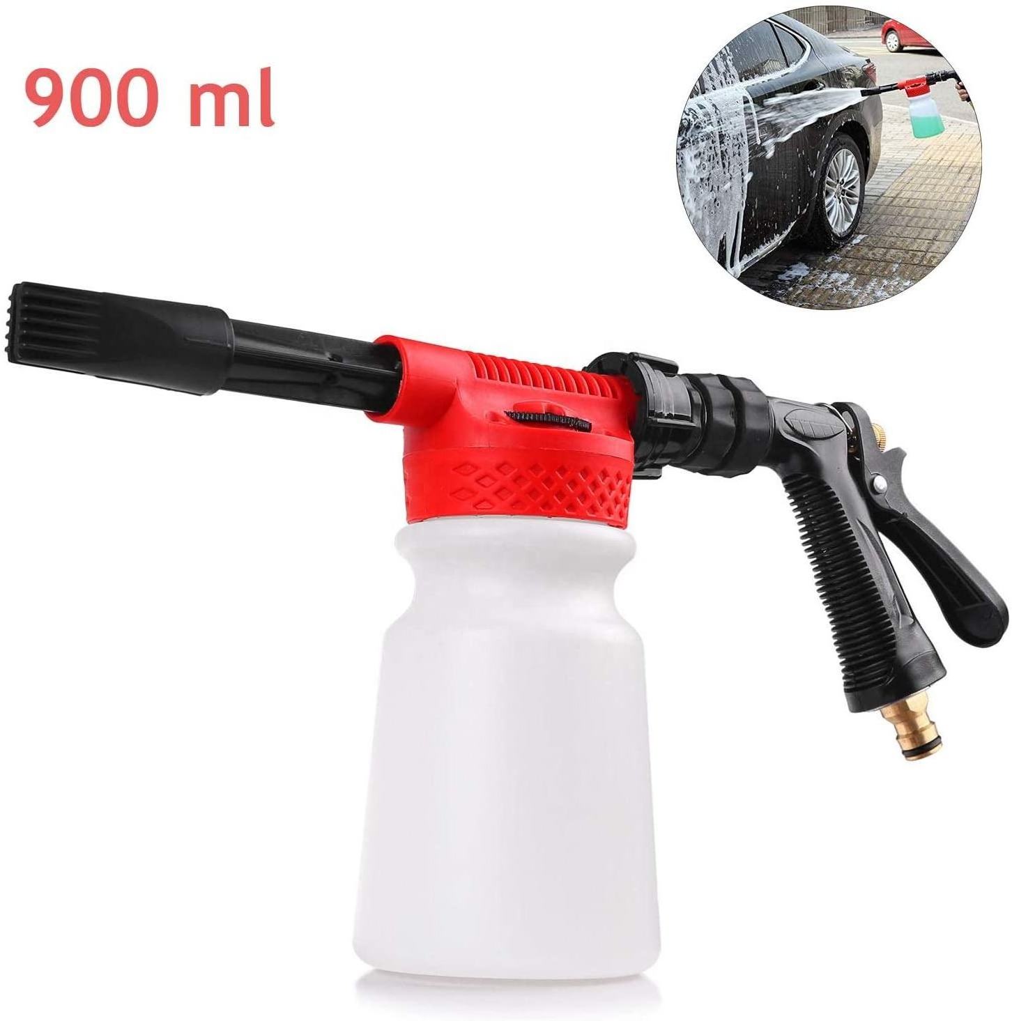 Car Cleaning Foam Gun Multifunctional Washing Foam master Gun Water Soap Shampoo Sprayer 900ml for Van Motorcycle Vehicle (Red)