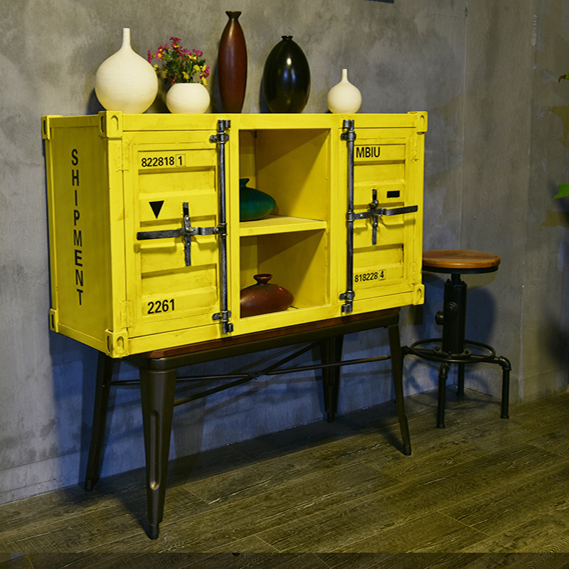 Industrial metal furniture container style living room cabinet