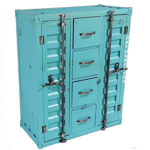 Heavy duty industrial restaurant retro distressed old container style kitchen bar cabinet