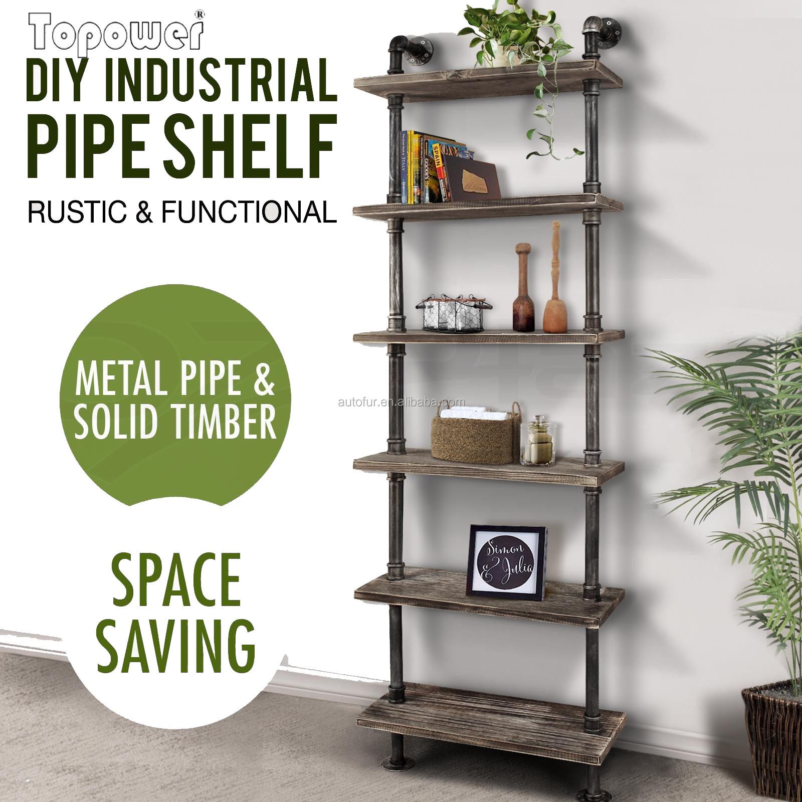 DIY Wall Mount industry Pipe bookshelf