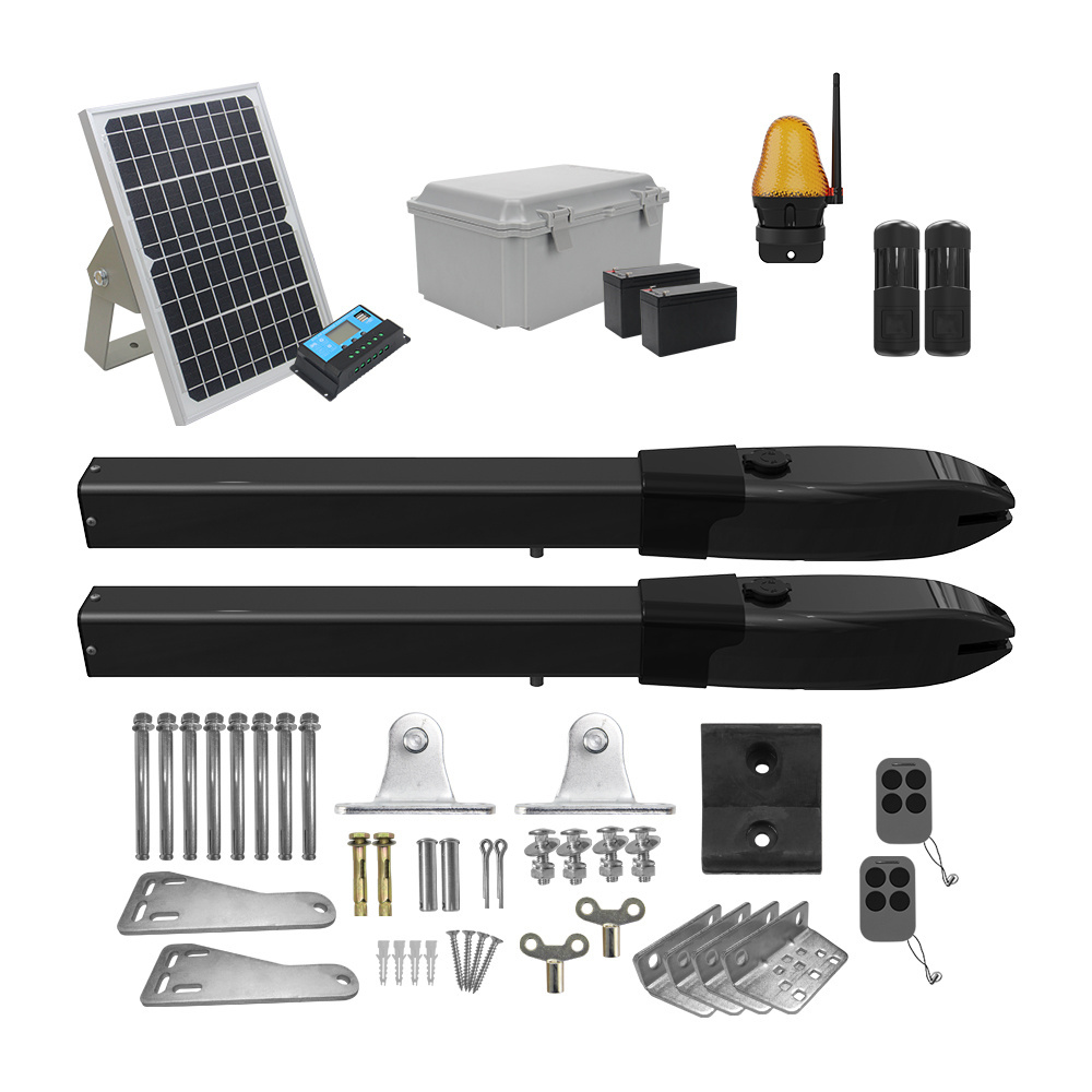 Full solar kit 24VDC Door Openers Moving block Arm Type Dual Automatic Swing Gate Opener