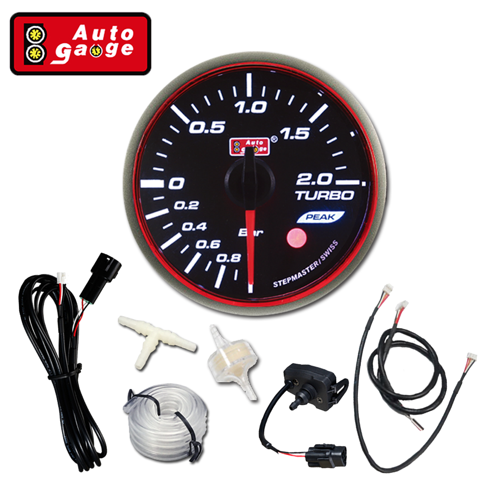 52 60 mm Electrical stepper motor waterproof sensor w warning and peak remote controller meter boost turbo gauge