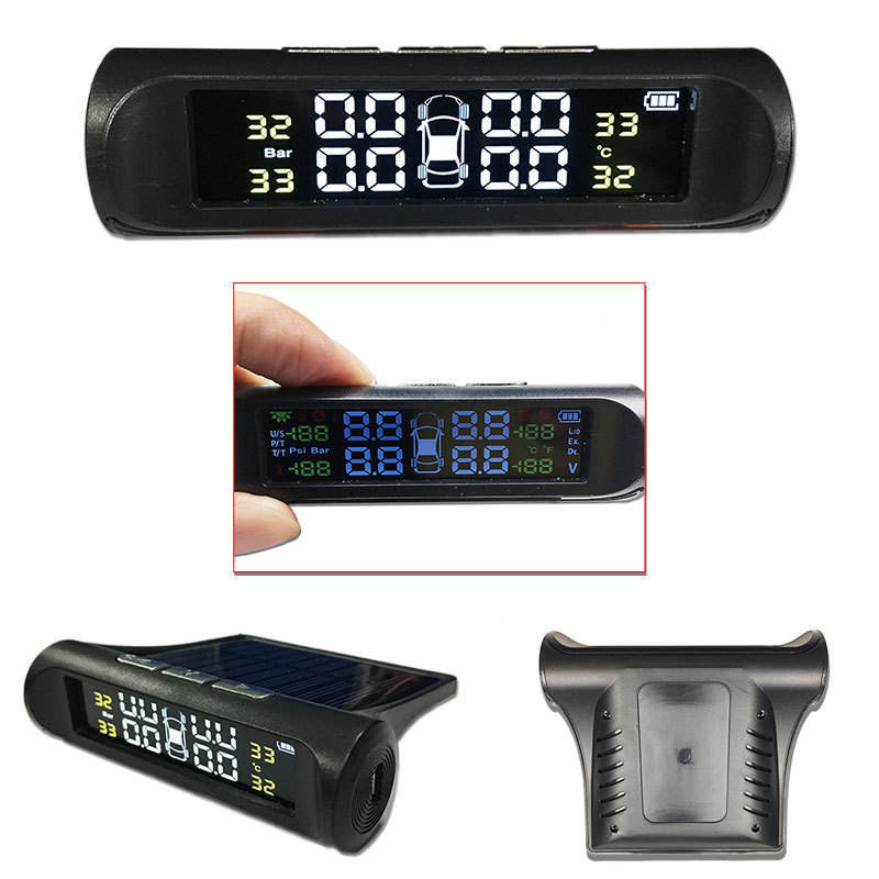 Wholesale hot Smart Driving Safe Solar Power Digital LCD Display External car TPMS Security tire pressure detection monitor