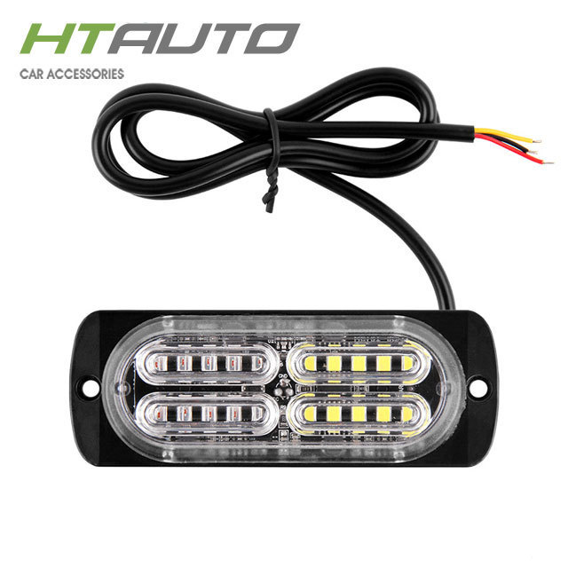 HTAUTO 12-24V 20-LED Emergency Warning Caution Hazard Construction Amber Strobe Light Bar with 16 Different Flashing