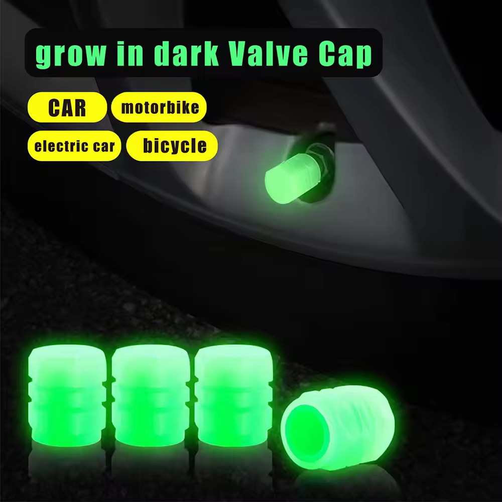 Universal Motorcycle Wheel Dust Auto Glow in Dark Tyre Stem Air Valve Cover Light Auto luminous Car Tire Cap