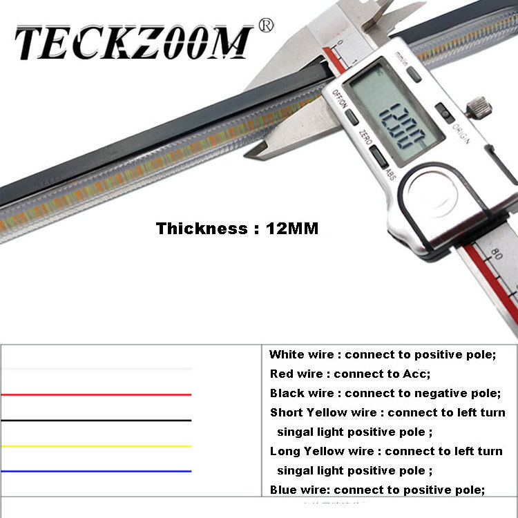 TECKZOOM White Amber Car LED Flexible Headlight Strip Sequential Flowing Daytime Running LED DRL Lights for car