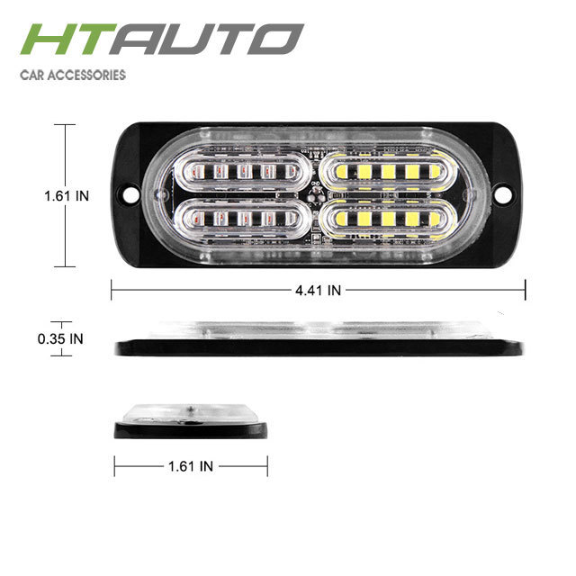 HTAUTO 12-24V 20-LED Emergency Warning Caution Hazard Construction Amber Strobe Light Bar with 16 Different Flashing