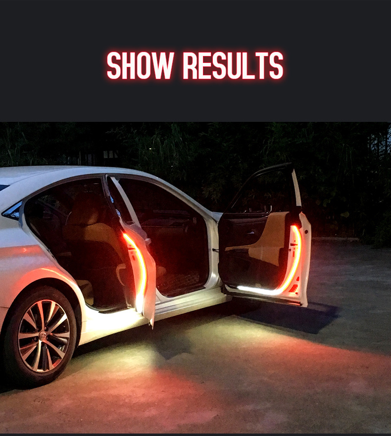 Car Interior Door Welcome Light LED Safety Warning Strobe Signal Lamp Strip 120cm Waterproof 12V Auto Decorative Ambient Lights