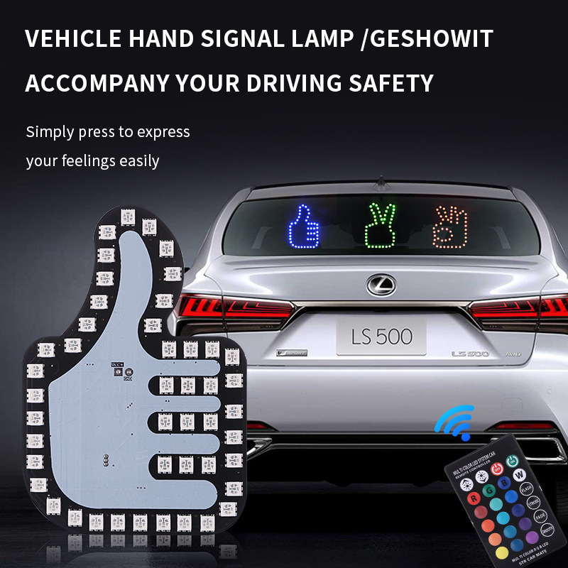 Hot Sell RGB Finger Light USB Car Window Gesture Light With Remote Control Led Flik Me Middle Finger Car Light