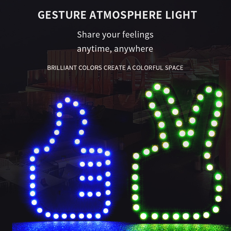 Hot Sell RGB Finger Light USB Car Window Gesture Light With Remote Control Led Flik Me Middle Finger Car Light