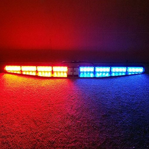 HTAUTO 12V 32W 16LED Sun Truck Strobe Flashing Emergency Vehicle Visor Light Bars for Sucker Dashboard Interior Windshield