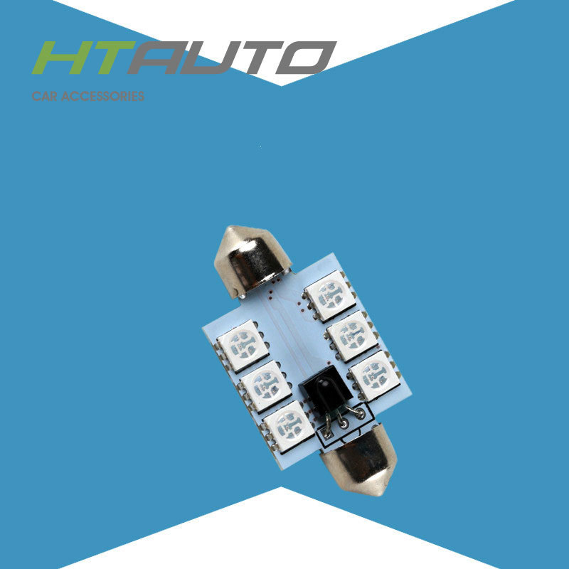 HTAUTO 5050 6SMD RGB Car Reading Wedge Light Lamp 16 Colors LED Bulb With Remote Controller