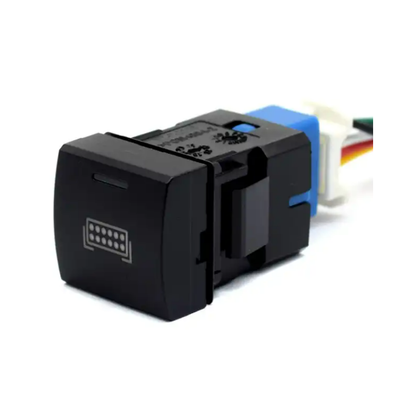 Waterproof OEM Design ABS Square Custom Pattern Car Blue LED SPST ON-OFF Push Button Switch