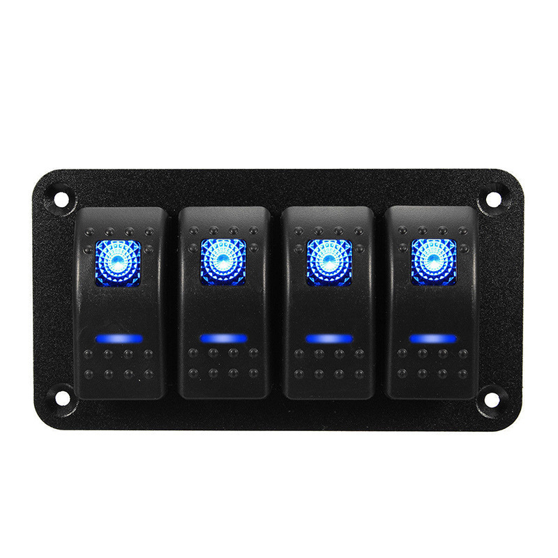 Control Switch Panel for Car Marine RV Caravan Auto Replacement Parts 4 Gang Car Switch Panel LED Light Boat Car Rocker Switch