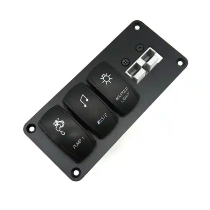 Custom DIY 50A Anderson Style Connector DC 12V Waterproof Car Boat Marine 3 Gang Rocker Switch Panel