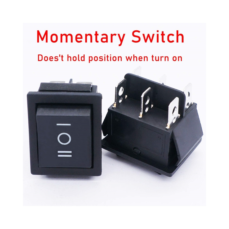 Momentary Boat Rocker Switch DPDT 6 Pin 3 Position (ON)-Off-(ON) 16A 250V AC/20A 125V AC Car Black Rocker Toggle Switch