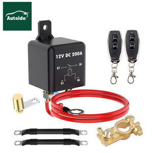 Remote Battery Disconnect Switch Kit, 200A DC 12V Top Post Negative Battery Disconnect Switch for Car RV Truck Vehicle