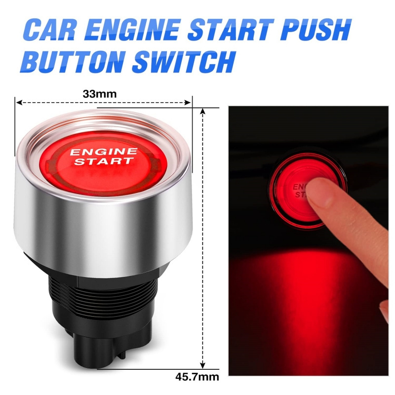 12V 2 in 1 Car Engine Start Push Button & LED Toggle Racing Car Red Ignition Toggle Switch Panel