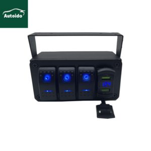 Waterproof 12V ON Off Dual USB Charger  Night Glow Stickers 3 Gang Rocker Switch panel Control Box