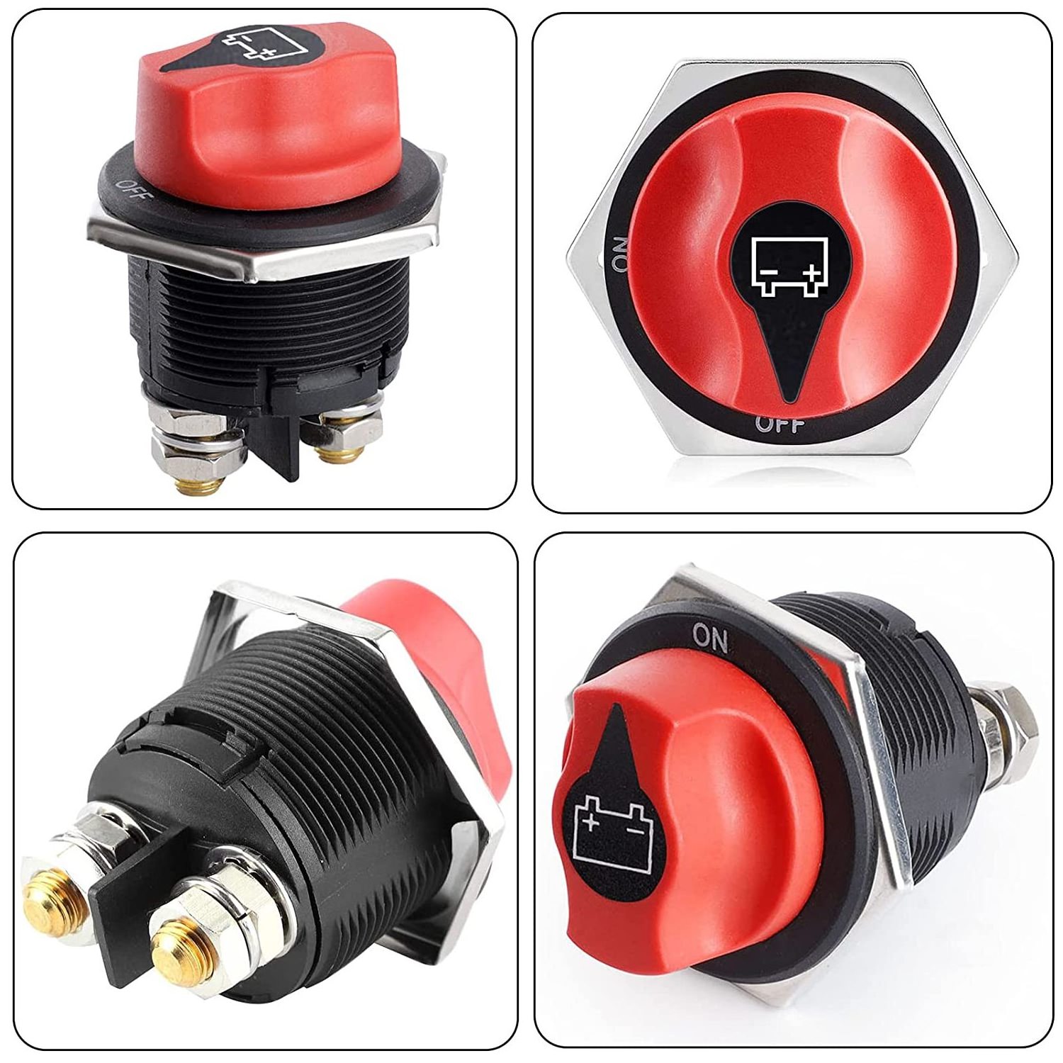 Car Battery Isolator Switch 12-48V Max 32V 200A Cont 300A INT Power Disconnect Switch Battery Cut/Shut Off Kill Switch fo