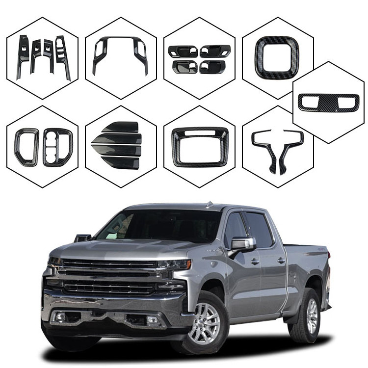 For Chevrolet silverado 2022 2019 2020 2021 Carbon fiber Adhesive Non destructive installation car Interior Trim Modifications