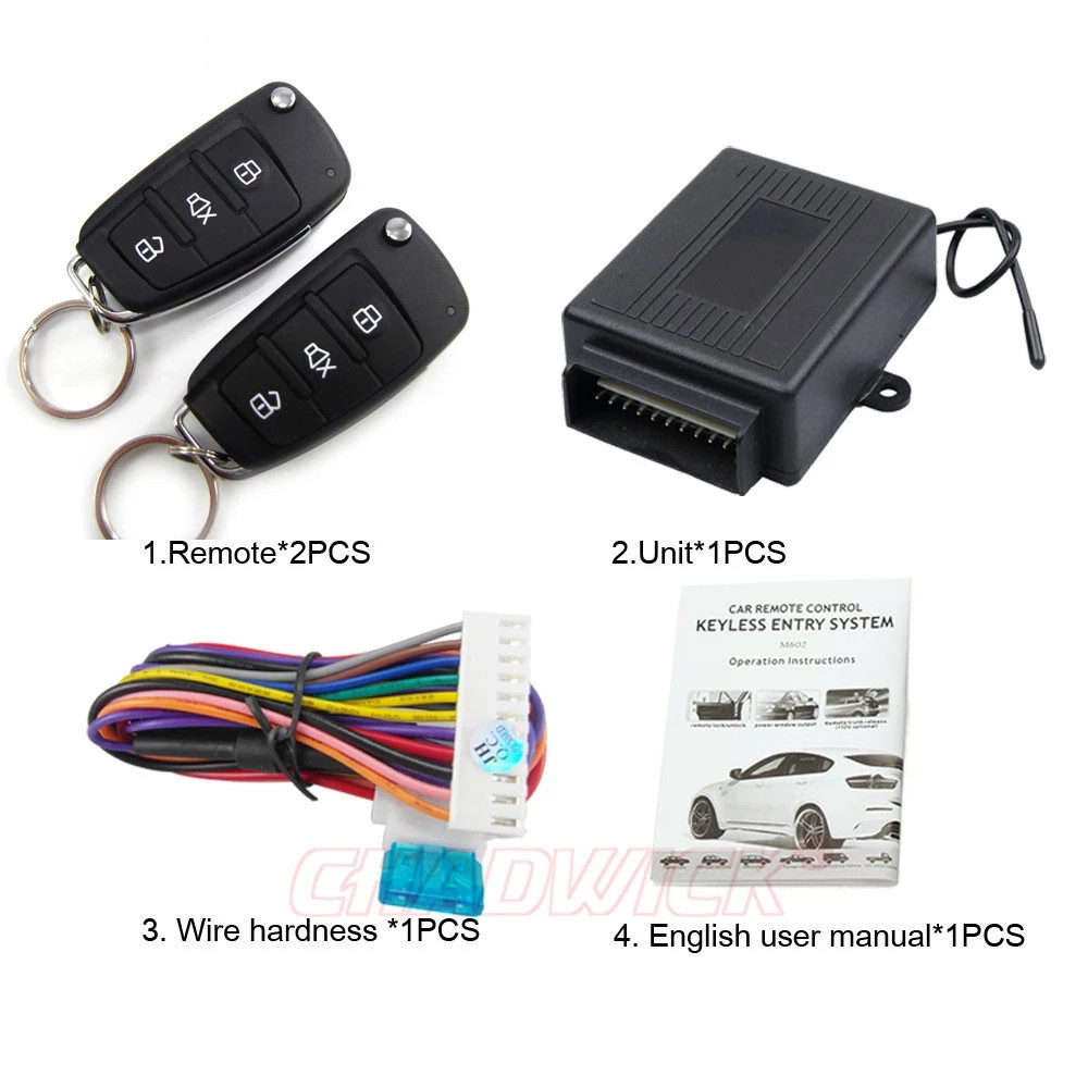 Universal Car Central Locking Kit Auto Keyless Entry System Two Remote Controller Vehicle Door Lock Car Alarm M602-8118