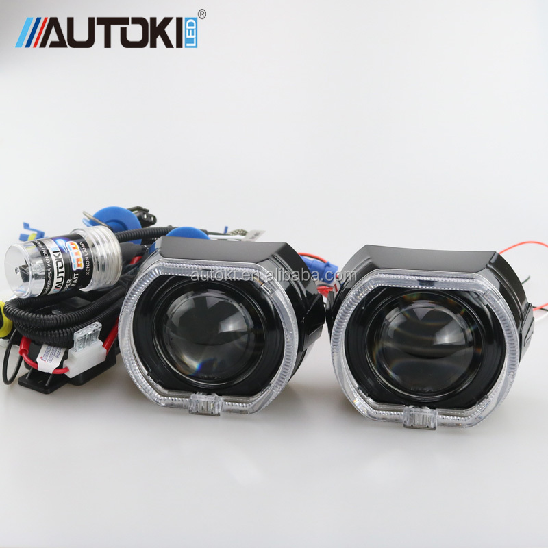 AUTOKI 2016 2.5inch X5 Led guide DRL Angel eyes bi-xenon projector lens light