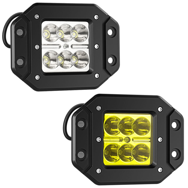 18W 24V Flood Spot LED Work Light Bar Flush Mount Driving Lights for Car Jeep Truck 4x4 Offroad 4WD ATV LED Spot Beam Fog Light