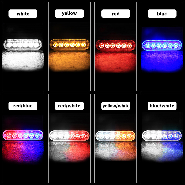 18W 6LED Strobe Warning Flashing Light bar 12V 24V Car Side Strobe Signal LED Lamp Truck Trailer Warning Emergency Flashlight