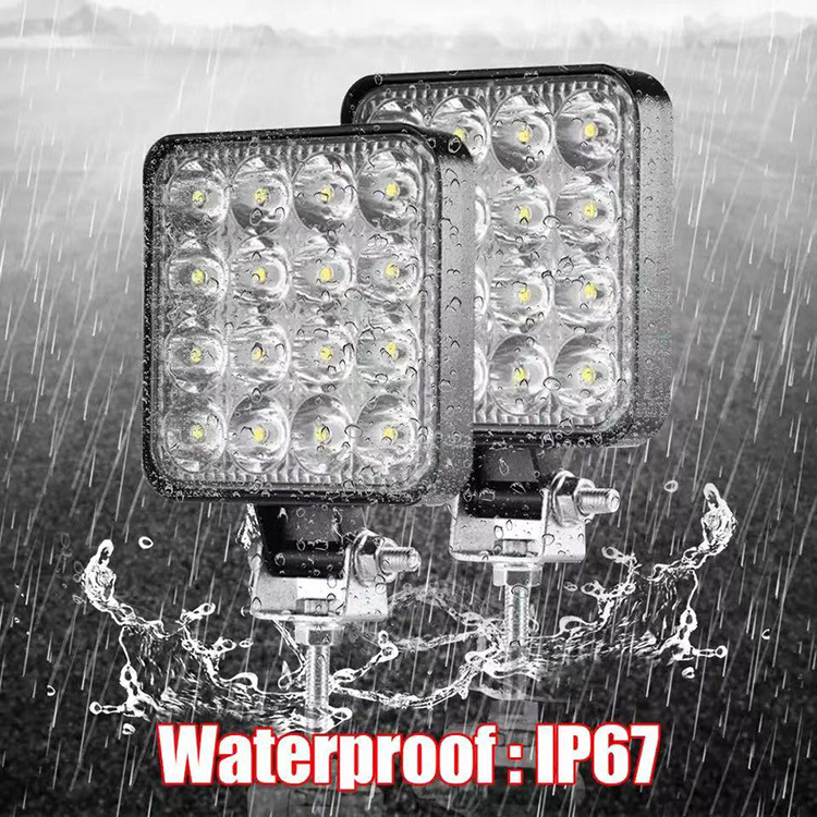 Cheap 12V Waterproof Led Work Light Bar Square Spotlight 48W Work Light Headlight For Truck Off Road Night Driving Light For SUV