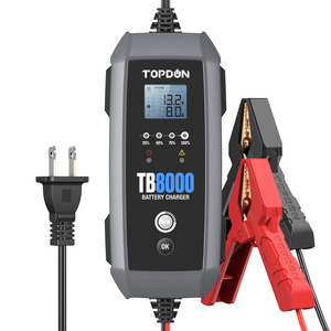 TOPDON TB8000 Intelligent Portable Pulse AGM Wet Gel MF EFB 12 Volt 6V 12V 8A 3A  Lifepo4 Lithium Ion Car Battery Tester Charger