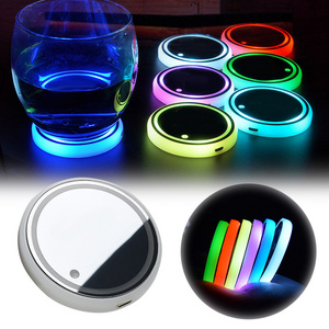 LED Car Cup Holder Lights Mats Pad Colorful Lamps RGB Drink Coaster Accessories Interior Decoration Atmosphere Lamps Fit for Car