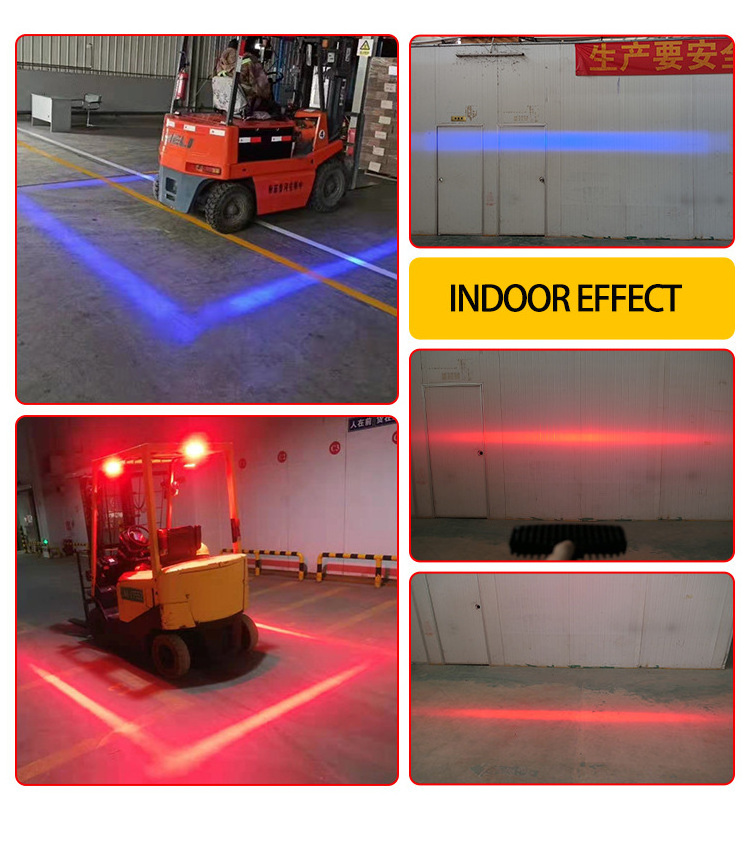 Forklift led safety Pedestrian warning light red zone long line beam light 30W super bright 12-80V arc Red light for forklift