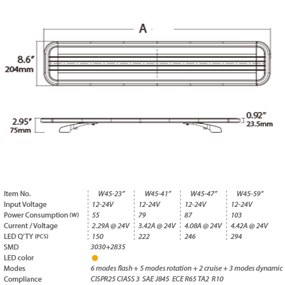 ultrathin Led Emergency Warning Light bar 12-24v ECE SAE 48