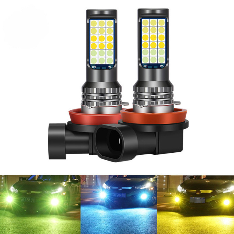 3 colors strobe auto fog light H11 H8 H3 3000K Golden Yellow Super Bright Daytime Running Lights High Power Replacement for Car