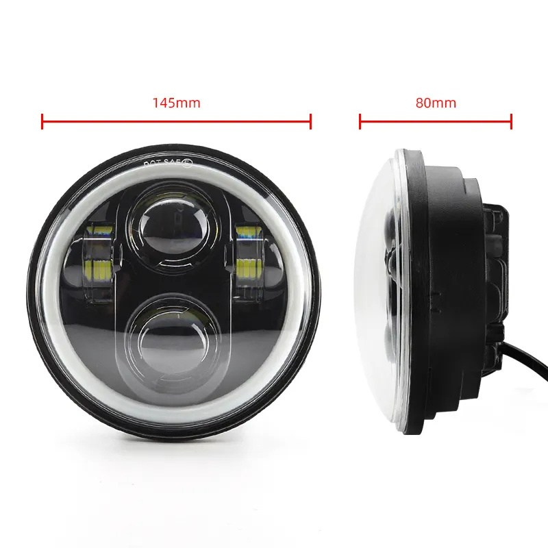 Super Bright Aluminum 5.75 Inch Motorcycle Led Projector White Light 60w  Drl Halo Angel Eyes Led Headlights For Harley Assembly