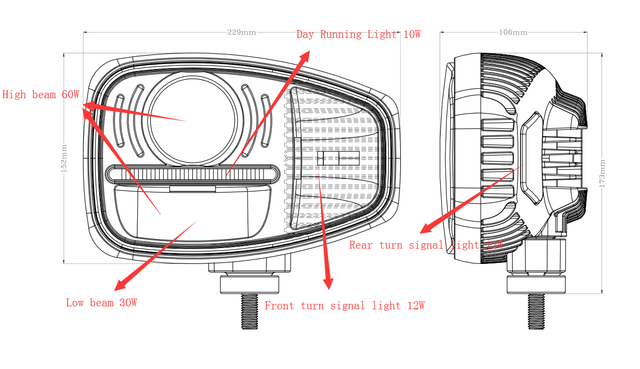 2023 Emark 82W Led Work Lamp for Loader Led Tractor headlamp Combination Headlight with DRL and Turn Signal