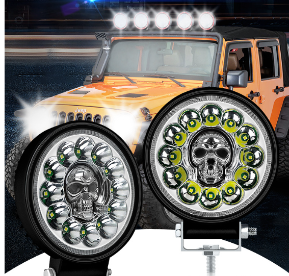 new round skull 7 color working lights off-road vehicle modified car overhead lights Headlights spotlights