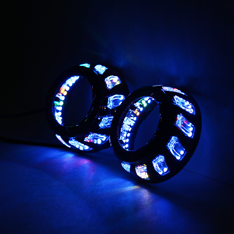 2.5 inch 3inch Projector Shrouds RGB Spiral  Strobe rotation LED Angel Eyes Shrouds for Projector Len Headlight Retrofit