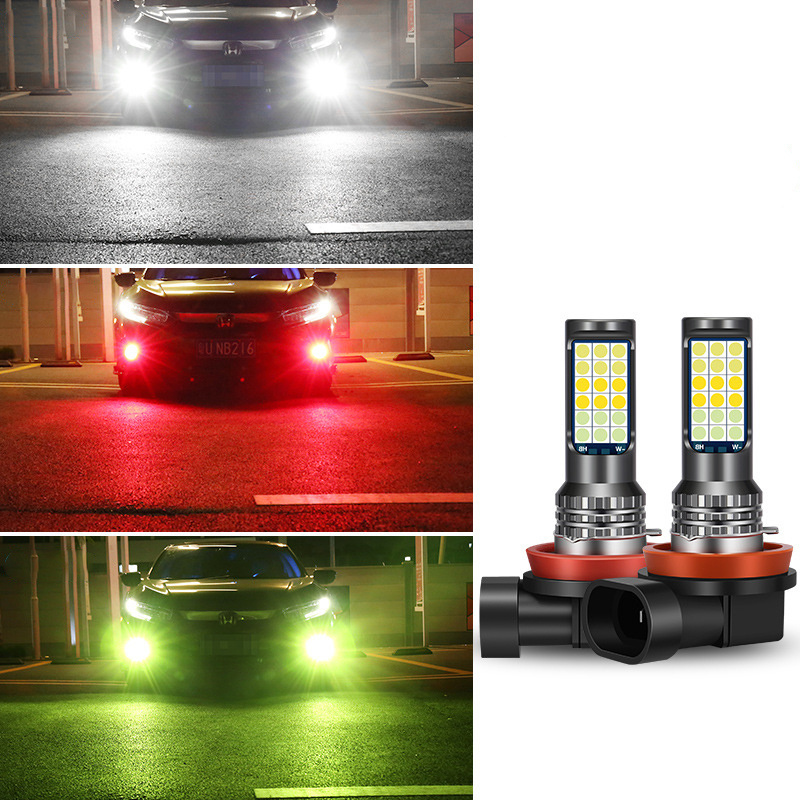 3 colors strobe auto fog light H11 H8 H3 3000K Golden Yellow Super Bright Daytime Running Lights High Power Replacement for Car