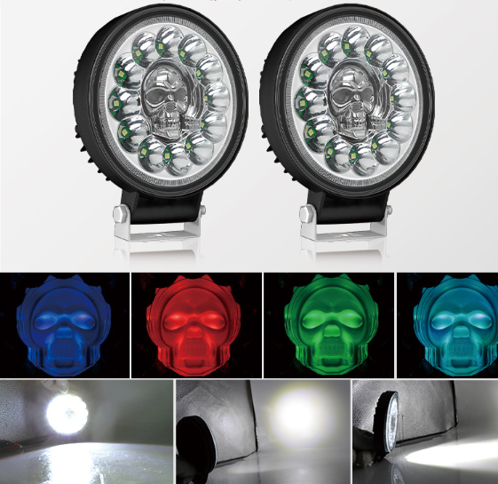 new round skull 7 color working lights off-road vehicle modified car overhead lights Headlights spotlights