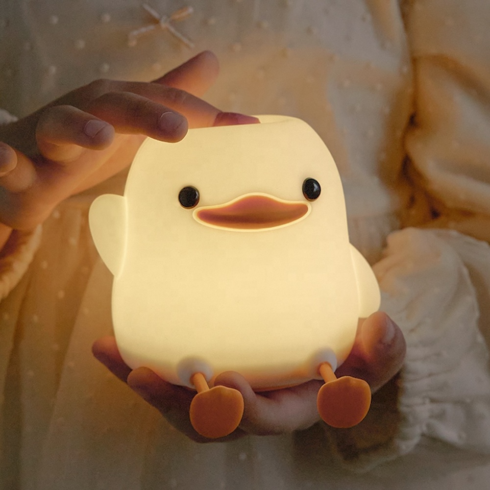 Smiling duck silicone pat lights plugged in LED indoor cartoon duck styling lighting small night lights children's gifts